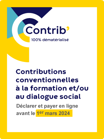 Contrib' 100% dématérialisé - Contributions conventionnelles à la formation et/ou au dialogue social - Déclarer et payer en ligne avant le 1er mars 2024